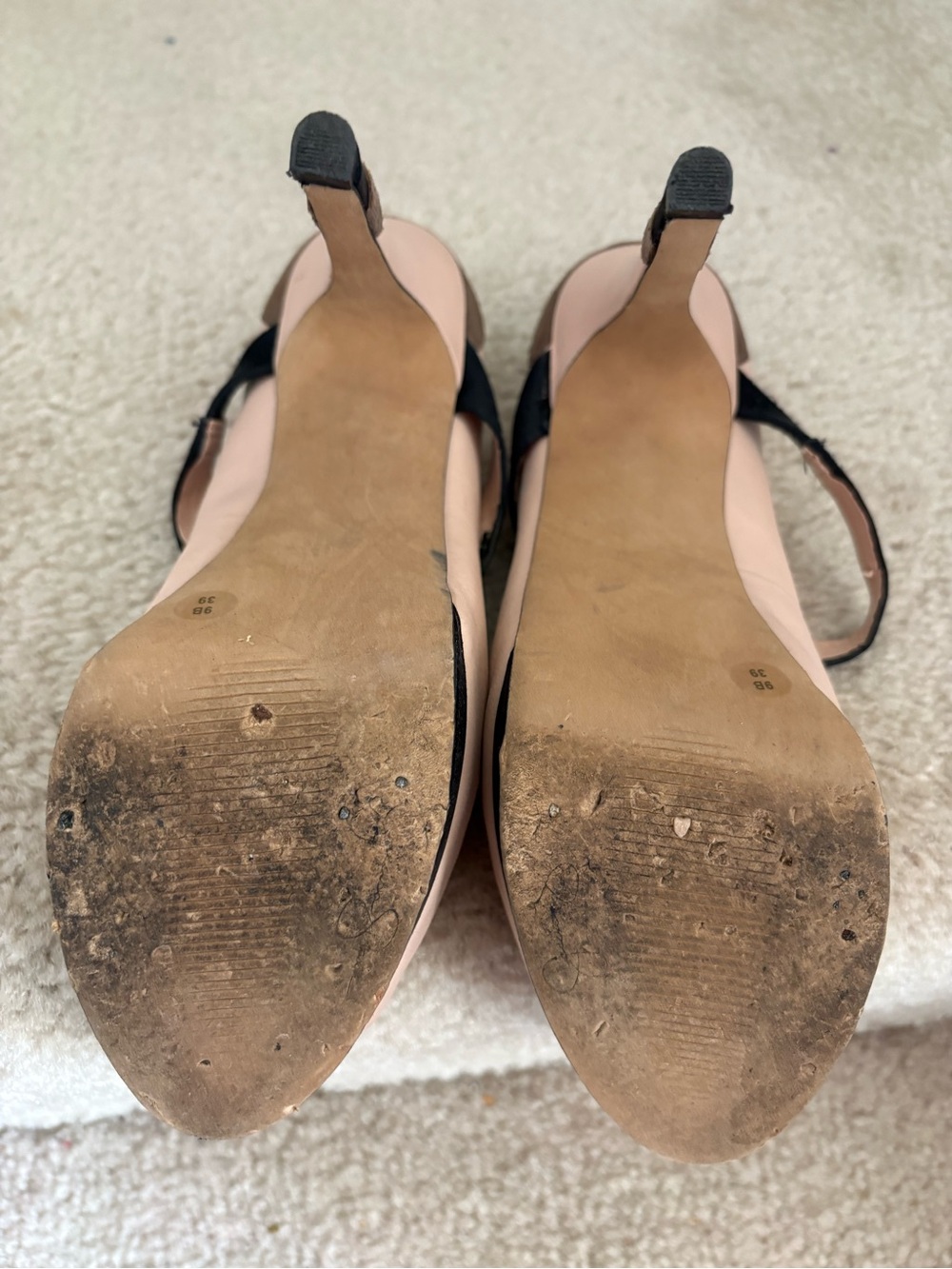 Jessica Simpson Blush Pink and Black Peep-Toe Mary Jane Heels - Picture 6 of 6